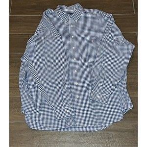 RALPH LAUREN Men Big Tall Blue Plaid Long Sleeve Shirt 3XB